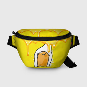 Поясная сумка 3D с принтом Gudetama в Тюмени, 100% полиэстер | плотная ткань, ремень с регулируемой длиной, внутри несколько карманов для мелочей, основное отделение и карман с обратной стороны сумки застегиваются на молнию | gudetama | анимешное яйцо | гудетама | желток | стекающее яйцо | яичница