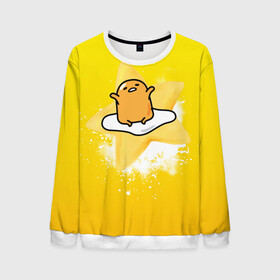 Мужской свитшот 3D с принтом Gudetama в Тюмени, 100% полиэстер с мягким внутренним слоем | круглый вырез горловины, мягкая резинка на манжетах и поясе, свободная посадка по фигуре | gudetama | анимешное яйцо | гудетама | желток | стекающее яйцо | яичница