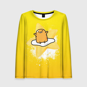 Женский лонгслив 3D с принтом Gudetama в Тюмени, 100% полиэстер | длинные рукава, круглый вырез горловины, полуприлегающий силуэт | gudetama | анимешное яйцо | гудетама | желток | стекающее яйцо | яичница