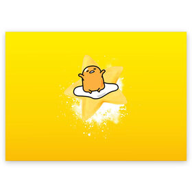 Поздравительная открытка с принтом Gudetama в Тюмени, 100% бумага | плотность бумаги 280 г/м2, матовая, на обратной стороне линовка и место для марки
 | gudetama | анимешное яйцо | гудетама | желток | стекающее яйцо | яичница