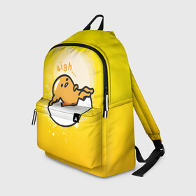 Рюкзак 3D с принтом Gudetama в Тюмени, 100% полиэстер | лямки с регулируемой длиной, сверху петелька, чтобы рюкзак можно было повесить на вешалку. Основное отделение закрывается на молнию, как и внешний карман. Внутри два дополнительных кармана, один из которых закрывается на молнию. По бокам два дополнительных кармашка | gudetama | анимешное яйцо | гудетама | желток | стекающее яйцо | яичница