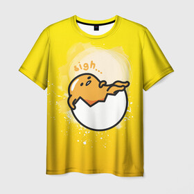 Мужская футболка 3D с принтом Gudetama в Тюмени, 100% полиэфир | прямой крой, круглый вырез горловины, длина до линии бедер | gudetama | анимешное яйцо | гудетама | желток | стекающее яйцо | яичница