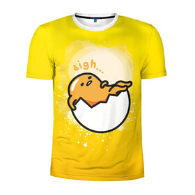 Мужская футболка 3D спортивная с принтом Gudetama в Тюмени, 100% полиэстер с улучшенными характеристиками | приталенный силуэт, круглая горловина, широкие плечи, сужается к линии бедра | gudetama | анимешное яйцо | гудетама | желток | стекающее яйцо | яичница