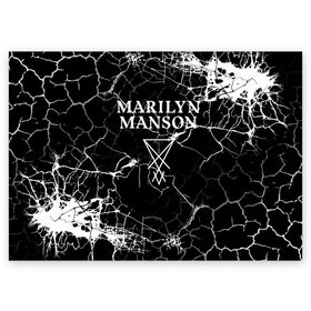 Поздравительная открытка с принтом Marilyn Manson в Тюмени, 100% бумага | плотность бумаги 280 г/м2, матовая, на обратной стороне линовка и место для марки
 | marilyn manson | nothing records | известность | музыка | рок группа