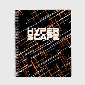 Тетрадь с принтом Hyper Scape в Тюмени, 100% бумага | 48 листов, плотность листов — 60 г/м2, плотность картонной обложки — 250 г/м2. Листы скреплены сбоку удобной пружинной спиралью. Уголки страниц и обложки скругленные. Цвет линий — светло-серый
 | esport | games | hyper scape | twitch | игроки | игролюбители | игроманы | игры | киберспорт | королевская битва | корона | твич | хупер скайп | хупер скайпе