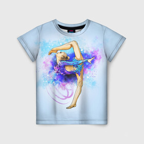 Детская футболка 3D с принтом Художественная гимнастика в Тюмени, 100% гипоаллергенный полиэфир | прямой крой, круглый вырез горловины, длина до линии бедер, чуть спущенное плечо, ткань немного тянется | gymnastics | rhythmic gymnastics | гимнастика | спорт | художественная гимнастика