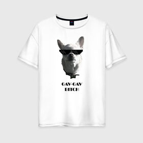 Женская футболка хлопок Oversize с принтом cool dog в Тюмени, 100% хлопок | свободный крой, круглый ворот, спущенный рукав, длина до линии бедер
 | chihuahua | cool | dog | fun | funny dog | puppy | small dog | маленький пес | прикол | смешной принт | чихуахуа