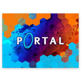 Поздравительная открытка с принтом PORTAL / ПОРТАЛ в Тюмени, 100% бумага | плотность бумаги 280 г/м2, матовая, на обратной стороне линовка и место для марки
 | game | games | half | half life | halflife | life | logo | portal | portal 2 | portal2 | valve | игра | игры | лайф | лого | логотип | логотипы | портал | портал 2 | портал2 | символ | символы | халф | халф лайф | халфлайф