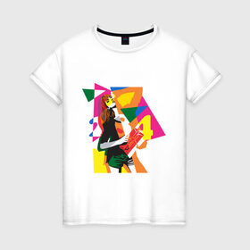 Женская футболка хлопок с принтом Pop art 100-11 в Тюмени, 100% хлопок | прямой крой, круглый вырез горловины, длина до линии бедер, слегка спущенное плечо | Тематика изображения на принте: pin up | искусство | поп культура | популярное | ретро