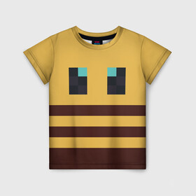 Детская футболка 3D с принтом Minecraft Bee в Тюмени, 100% гипоаллергенный полиэфир | прямой крой, круглый вырез горловины, длина до линии бедер, чуть спущенное плечо, ткань немного тянется | bee | minecraft | майнкрафт | пчела | пчёлка | пчелобав