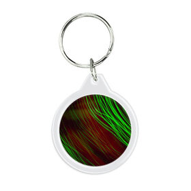 Брелок круглый с принтом Qleen в Тюмени, пластик и полированная сталь | круглая форма, металлическое крепление в виде кольца | abstraction | blur | green | light | lines | абстракция | зелёный | линии | размытость | свет