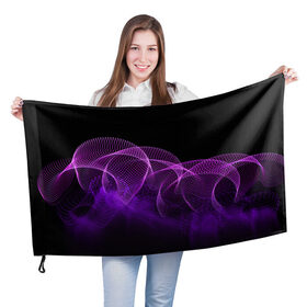 Флаг 3D с принтом Kondeer в Тюмени, 100% полиэстер | плотность ткани — 95 г/м2, размер — 67 х 109 см. Принт наносится с одной стороны | abstraction | dark | lines | purple | spots | абстракция | линии | пятна | темный | фиолетовый