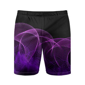 Мужские шорты спортивные с принтом Kondeer в Тюмени,  |  | abstraction | dark | lines | purple | spots | абстракция | линии | пятна | темный | фиолетовый