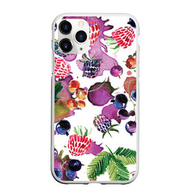 Чехол для iPhone 11 Pro матовый с принтом Ягоды в Тюмени, Силикон |  | Тематика изображения на принте: арт | зеленый | краска | краски | красный | листок | листья | малина | пятна | пятна краски | растение | рисунок | синий | тёмный | фиолетовый | чёрная малина | черника