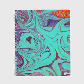 Тетрадь с принтом Olimpius в Тюмени, 100% бумага | 48 листов, плотность листов — 60 г/м2, плотность картонной обложки — 250 г/м2. Листы скреплены сбоку удобной пружинной спиралью. Уголки страниц и обложки скругленные. Цвет линий — светло-серый
 | Тематика изображения на принте: abstraction | colorful | mixing | paint | stains | абстракция | краска | разводы | разноцветный | смешивание