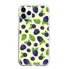 Чехол для iPhone 11 Pro Max матовый с принтом Синие ягоды в Тюмени, Силикон |  | Тематика изображения на принте: арт | желтый | зеленый | кремовый | лист | листок | листья | малина | рисунок | синий | синяя малина | синяя черника | чёрная малина | черника