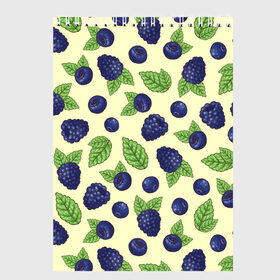 Скетчбук с принтом Синие ягоды в Тюмени, 100% бумага
 | 48 листов, плотность листов — 100 г/м2, плотность картонной обложки — 250 г/м2. Листы скреплены сверху удобной пружинной спиралью | арт | желтый | зеленый | кремовый | лист | листок | листья | малина | рисунок | синий | синяя малина | синяя черника | чёрная малина | черника