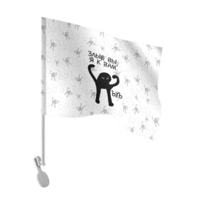 Флаг для автомобиля с принтом ЪУЪ ЗЛЫЕ ВЫ, Я К ВАМ в Тюмени, 100% полиэстер | Размер: 30*21 см | cat | mem | memes | злой | интернет | кот | мем | мем кот | приколы | съука | ъуъ | ъуъ съука