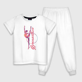 Детская пижама хлопок с принтом Gymnastics в Тюмени, 100% хлопок |  брюки и футболка прямого кроя, без карманов, на брюках мягкая резинка на поясе и по низу штанин
 | gymnastics | rhythmic gymnastics | гимнастика | спорт | художественная гимнастика