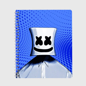 Тетрадь с принтом MARSHMELLO в Тюмени, 100% бумага | 48 листов, плотность листов — 60 г/м2, плотность картонной обложки — 250 г/м2. Листы скреплены сбоку удобной пружинной спиралью. Уголки страниц и обложки скругленные. Цвет линий — светло-серый
 | fortnite | marshmallo | marshmallow | marshmello | marshmellow | маршмелло | маршмеллоу | розы | фортнайт