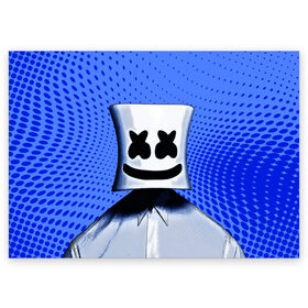 Поздравительная открытка с принтом MARSHMELLO в Тюмени, 100% бумага | плотность бумаги 280 г/м2, матовая, на обратной стороне линовка и место для марки
 | fortnite | marshmallo | marshmallow | marshmello | marshmellow | маршмелло | маршмеллоу | розы | фортнайт