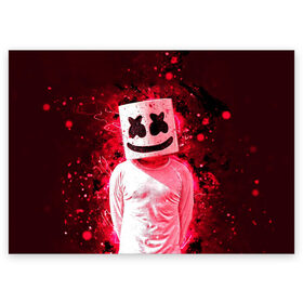 Поздравительная открытка с принтом MARSHMELLO в Тюмени, 100% бумага | плотность бумаги 280 г/м2, матовая, на обратной стороне линовка и место для марки
 | fortnite | marshmallo | marshmallow | marshmello | marshmellow | маршмелло | маршмеллоу | розы | фортнайт