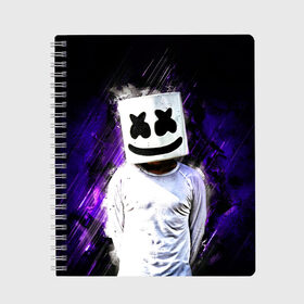 Тетрадь с принтом MARSHMELLO в Тюмени, 100% бумага | 48 листов, плотность листов — 60 г/м2, плотность картонной обложки — 250 г/м2. Листы скреплены сбоку удобной пружинной спиралью. Уголки страниц и обложки скругленные. Цвет линий — светло-серый
 | fortnite | marshmallo | marshmallow | marshmello | marshmellow | маршмелло | маршмеллоу | розы | фортнайт