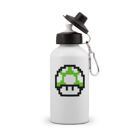 Бутылка спортивная с принтом Гриб Марио в Тюмени, металл | емкость — 500 мл, в комплекте две пластиковые крышки и карабин для крепления | 8 bit | 8 бит | 8bit | 8бит | art | dendy | mario | mushroom | pixel | super | арт | гриб | денди | марио | пиксель | супер