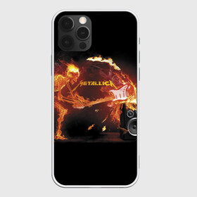 Чехол для iPhone 12 Pro Max с принтом Metallica в Тюмени, Силикон |  | Тематика изображения на принте: fire | flame | guitar | metallica | music | rock | skeleton | skull | trashmetal | гитара | металлика | музыка | огонь | пламя | рок | скелет | череп