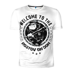 Мужская футболка 3D спортивная с принтом Welcome to the Rostov в Тюмени, 100% полиэстер с улучшенными характеристиками | приталенный силуэт, круглая горловина, широкие плечи, сужается к линии бедра | Тематика изображения на принте: 
