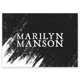 Поздравительная открытка с принтом MARILYN MANSON / М. МЭНСОН в Тюмени, 100% бумага | плотность бумаги 280 г/м2, матовая, на обратной стороне линовка и место для марки
 | Тематика изображения на принте: logo | manson | marilyn | music | rock | группа | лого | логотип | логотипы | менсон | мерилин | мерлин | музыка | мэнсон | мэрилин | рок | символ