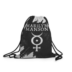 Рюкзак-мешок 3D с принтом MARILYN MANSON / М. МЭНСОН в Тюмени, 100% полиэстер | плотность ткани — 200 г/м2, размер — 35 х 45 см; лямки — толстые шнурки, застежка на шнуровке, без карманов и подкладки | Тематика изображения на принте: logo | manson | marilyn | music | rock | группа | лого | логотип | логотипы | менсон | мерилин | мерлин | музыка | мэнсон | мэрилин | рок | символ