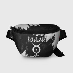 Поясная сумка 3D с принтом MARILYN MANSON / М. МЭНСОН в Тюмени, 100% полиэстер | плотная ткань, ремень с регулируемой длиной, внутри несколько карманов для мелочей, основное отделение и карман с обратной стороны сумки застегиваются на молнию | logo | manson | marilyn | music | rock | группа | лого | логотип | логотипы | менсон | мерилин | мерлин | музыка | мэнсон | мэрилин | рок | символ