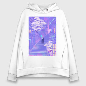 Женское худи Oversize хлопок с принтом Vaporwave 2-3-4 в Тюмени, френч-терри — 70% хлопок, 30% полиэстер. Мягкий теплый начес внутри —100% хлопок | боковые карманы, эластичные манжеты и нижняя кромка, капюшон на магнитной кнопке | aesthetic | electronica | music | лаунж | музыка | поп | скульптура