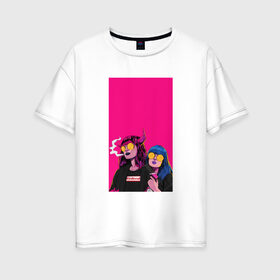 Женская футболка хлопок Oversize с принтом Vaporwave 8-8-0 в Тюмени, 100% хлопок | свободный крой, круглый ворот, спущенный рукав, длина до линии бедер
 | aesthetic | electronica | music | лаунж | музыка | поп | скульптура