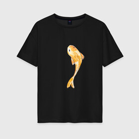 Женская футболка хлопок Oversize с принтом Карп кои в Тюмени, 100% хлопок | свободный крой, круглый ворот, спущенный рукав, длина до линии бедер
 | fish | illustration | koi | акварельная иллюстрация | карп кои | кои | рыба | рыбка