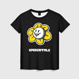 Женская футболка 3D с принтом UNDERTALE в Тюмени, 100% полиэфир ( синтетическое хлопкоподобное полотно) | прямой крой, круглый вырез горловины, длина до линии бедер | sans | undertale | андертале | андертейл | игра | подземная история | подземная сказка | санс | ундертале