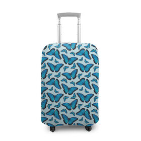 Чехол для чемодана 3D с принтом Бабочки морфо в Тюмени, 86% полиэфир, 14% спандекс | двустороннее нанесение принта, прорези для ручек и колес | butterflies | butterfly | pattern | бабочка | крылья | морфо | насекомые | паттерн | синий | узор