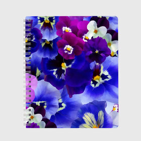 Тетрадь с принтом Акварельные Цветы в Тюмени, 100% бумага | 48 листов, плотность листов — 60 г/м2, плотность картонной обложки — 250 г/м2. Листы скреплены сбоку удобной пружинной спиралью. Уголки страниц и обложки скругленные. Цвет линий — светло-серый
 | Тематика изображения на принте: flower | flowers | акварель | акварельные цветы | краска | краски | незабудка | рисунок | фиалка | фиалки | цветки | цветочки | цветы