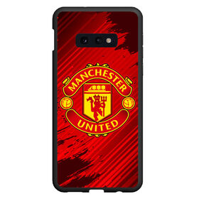 Чехол для Samsung S10E с принтом MANCHESTER UNITED в Тюмени, Силикон | Область печати: задняя сторона чехла, без боковых панелей | club | footbal | logo | manchester | united | знак | клуб | лого | логотип | логотипы | манчестер | символ | символы | форма | футбол | футбольная | футбольный | юнайтед