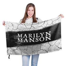 Флаг 3D с принтом MARILYN MANSON / М. МЭНСОН в Тюмени, 100% полиэстер | плотность ткани — 95 г/м2, размер — 67 х 109 см. Принт наносится с одной стороны | 