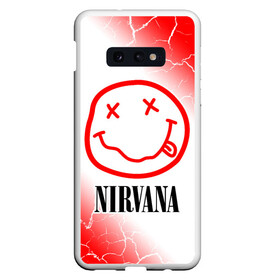 Чехол для Samsung S10E с принтом NIRVANA НИРВАНА в Тюмени, Силикон | Область печати: задняя сторона чехла, без боковых панелей | band | cobain | face | kurt | logo | music | nirvana | rock | rocknroll | группа | кобейн | курт | лого | логотип | музыка | музыкальная | нирвана | рожица | рок | рокнролл | символ