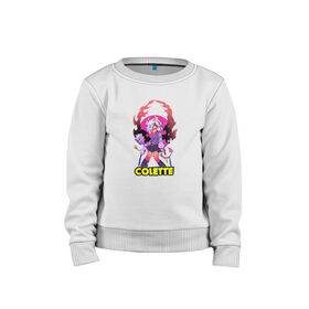 Детский свитшот хлопок с принтом Brawl STARS (COLETTE) в Тюмени, 100% хлопок | круглый вырез горловины, эластичные манжеты, пояс и воротник | brawl | colette | leon | moba | stars | supercell | арт | игра | коллаж | паттерн