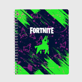 Тетрадь с принтом FORTNITE LAMA в Тюмени, 100% бумага | 48 листов, плотность листов — 60 г/м2, плотность картонной обложки — 250 г/м2. Листы скреплены сбоку удобной пружинной спиралью. Уголки страниц и обложки скругленные. Цвет линий — светло-серый
 | Тематика изображения на принте: archetype | fortnite | fortnite 2 | fortnite x | ikonik | lama | marshmello | raven | архетип | ворон | иконик | лама | маршмелло | фортнайт | фортнайт 2 | фортнайт глава 2