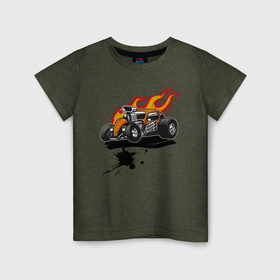 Детская футболка хлопок с принтом спортивная машина в Тюмени, 100% хлопок | круглый вырез горловины, полуприлегающий силуэт, длина до линии бедер | Тематика изображения на принте: hot wheels | гонка | гоночная машина | машины | спортивная машина