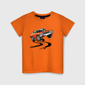 Детская футболка хлопок с принтом гоночная машина в Тюмени, 100% хлопок | круглый вырез горловины, полуприлегающий силуэт, длина до линии бедер | Тематика изображения на принте: hot wheels | гонка | гоночная машина | машины | спортивная машина