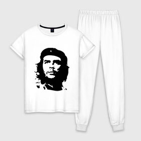 Женская пижама хлопок с принтом Че Гевара в Тюмени, 100% хлопок | брюки и футболка прямого кроя, без карманов, на брюках мягкая резинка на поясе и по низу штанин | борьба | вождь | звезда | революция | че гевара