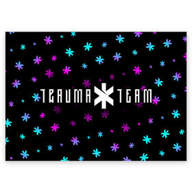 Поздравительная открытка с принтом CYBERPUNK 2077 - TRAUMA TEAM в Тюмени, 100% бумага | плотность бумаги 280 г/м2, матовая, на обратной стороне линовка и место для марки
 | Тематика изображения на принте: 