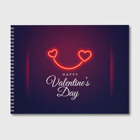 Альбом для рисования с принтом Happy Valentines Day в Тюмени, 100% бумага
 | матовая бумага, плотность 200 мг. | 