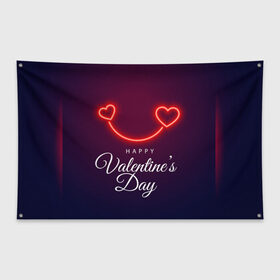 Флаг-баннер с принтом Happy Valentines Day в Тюмени, 100% полиэстер | размер 67 х 109 см, плотность ткани — 95 г/м2; по краям флага есть четыре люверса для крепления | Тематика изображения на принте: 